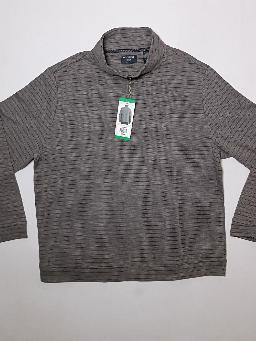 Dockers Mens 1/4 Zip Regular Fit Textured Pullover Sweater XL Gray NWT
